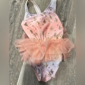 Huxbaby Blush and Gold Bunny Tutu Swimsuit